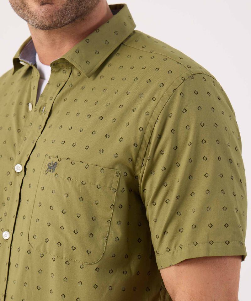 Camisa Manga Corta En Miniprints Con Bolsillo